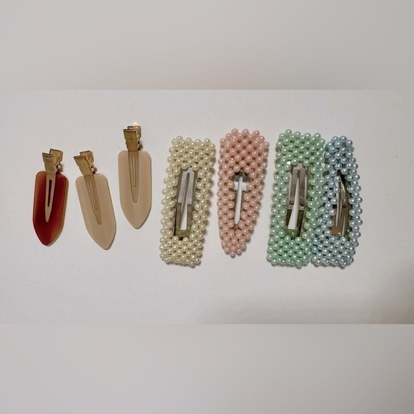 A New Day Faux Pearl Large Hair Clip Set + NO CREASE HAIR STYLING CLIPS - 3 PACK - Picture 1 of 12